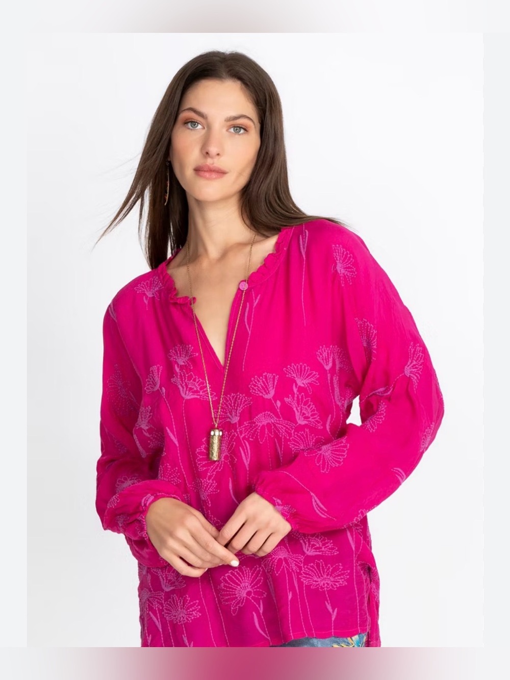 Johnny Was Daisy Arianda Blouse Rose Violet Size Medium EUC